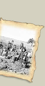 Peigan children at Anglican mission picking potatoes, Peigan reserve, Alberta, ca. 1900, Glenbow Archives NA-1020-25