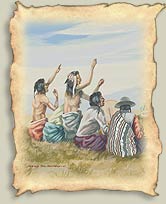 Gerald Tailfeathers, The Hand Game [Pi'ksikahtssini], 1961, Otsinaanskaan Glenbow Museum 