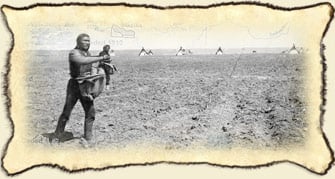 Frank Tried to Flay and George Left Hand, Blackfoot, sowing seed by hand, ca. 1880s, Glenbow Archives NA-127-1