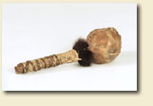 Rattles were made from buffalo bulls' scrotums. Collection of Glenbow Museum.