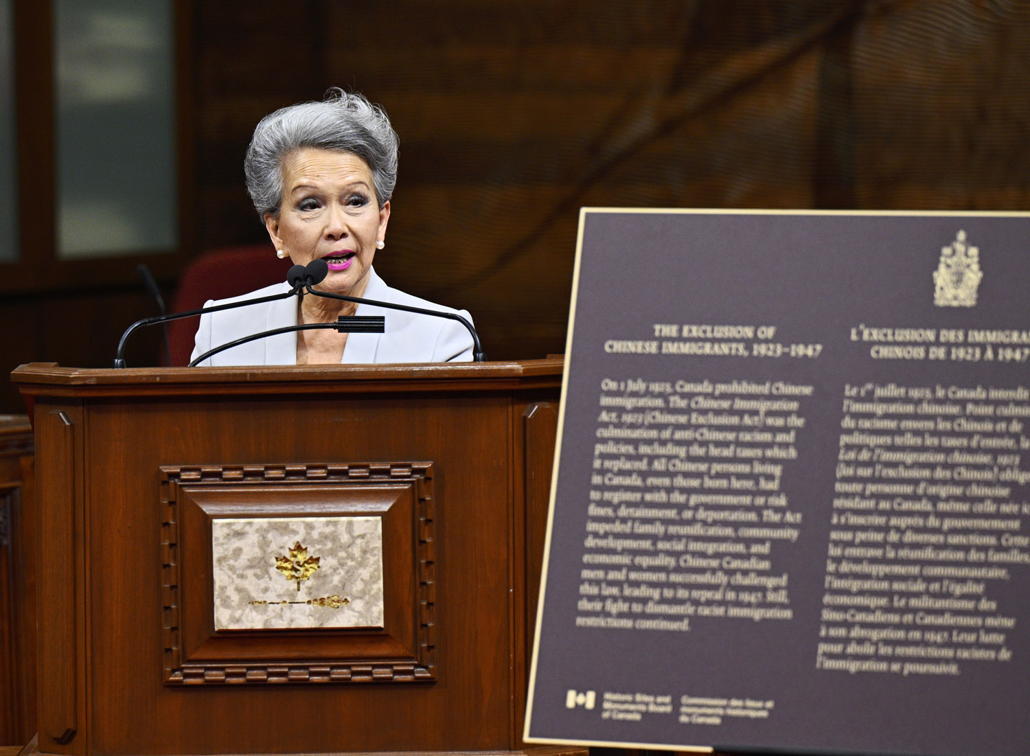The Hon. Vivienne Poy, former Senator gives remarks. Senator Poy is the first Canadian of Asian heritage appointed to the Senate of Canada. Photo: Visions by David.