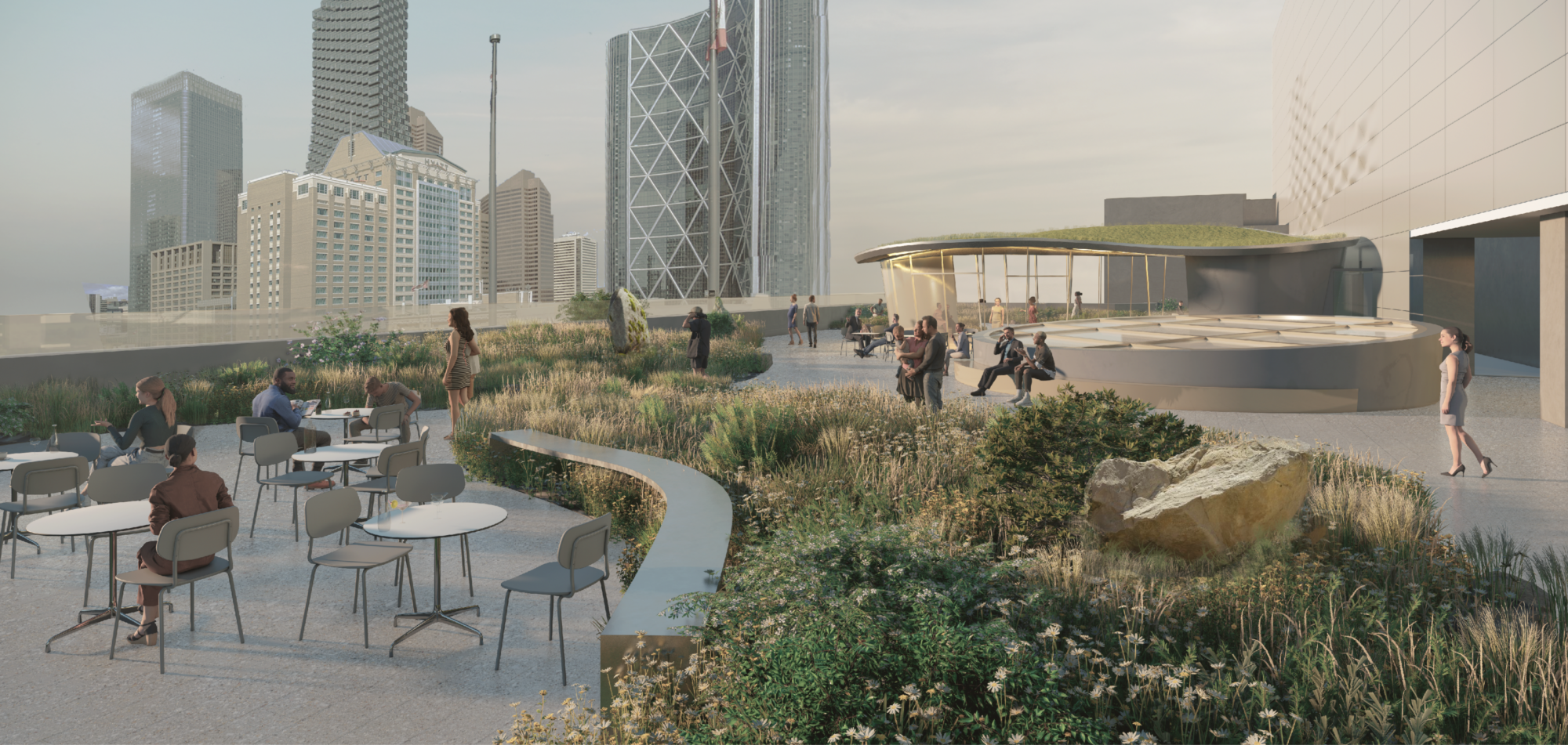 The rooftop terrace at Glenbow's new home, the JR Shaw Centre for Arts & Culture. Rendering by Maya Lin Studio.