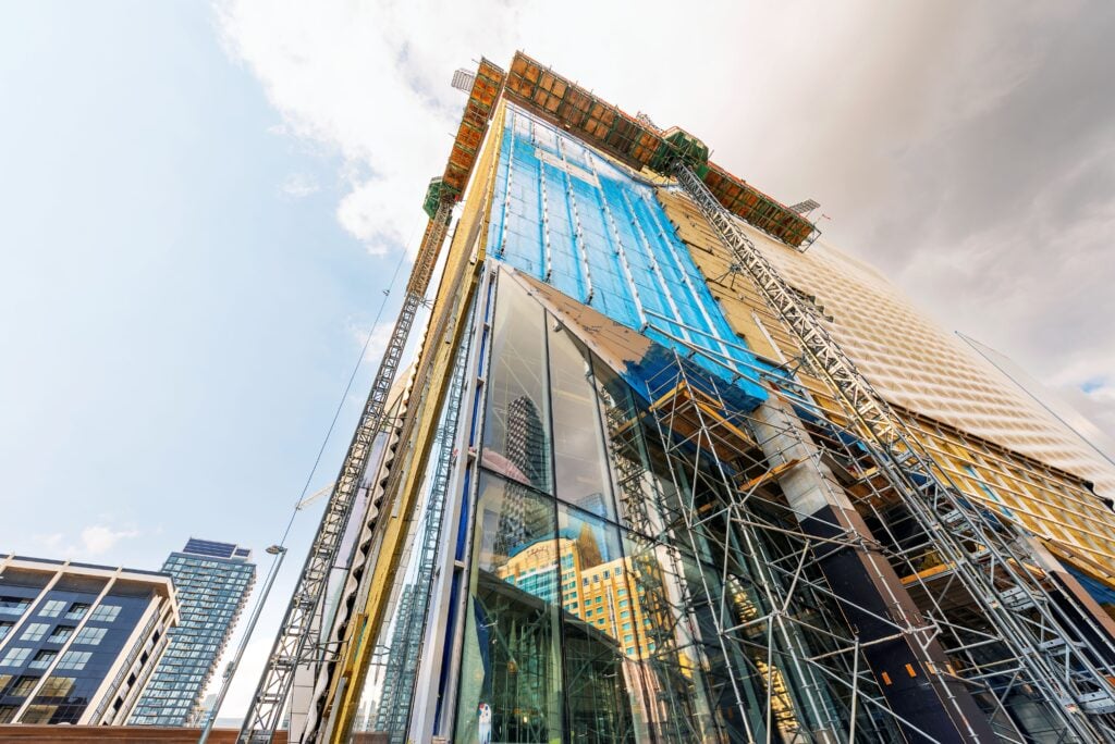 Construction in progress on the JR Shaw Centre for Arts & Culture.