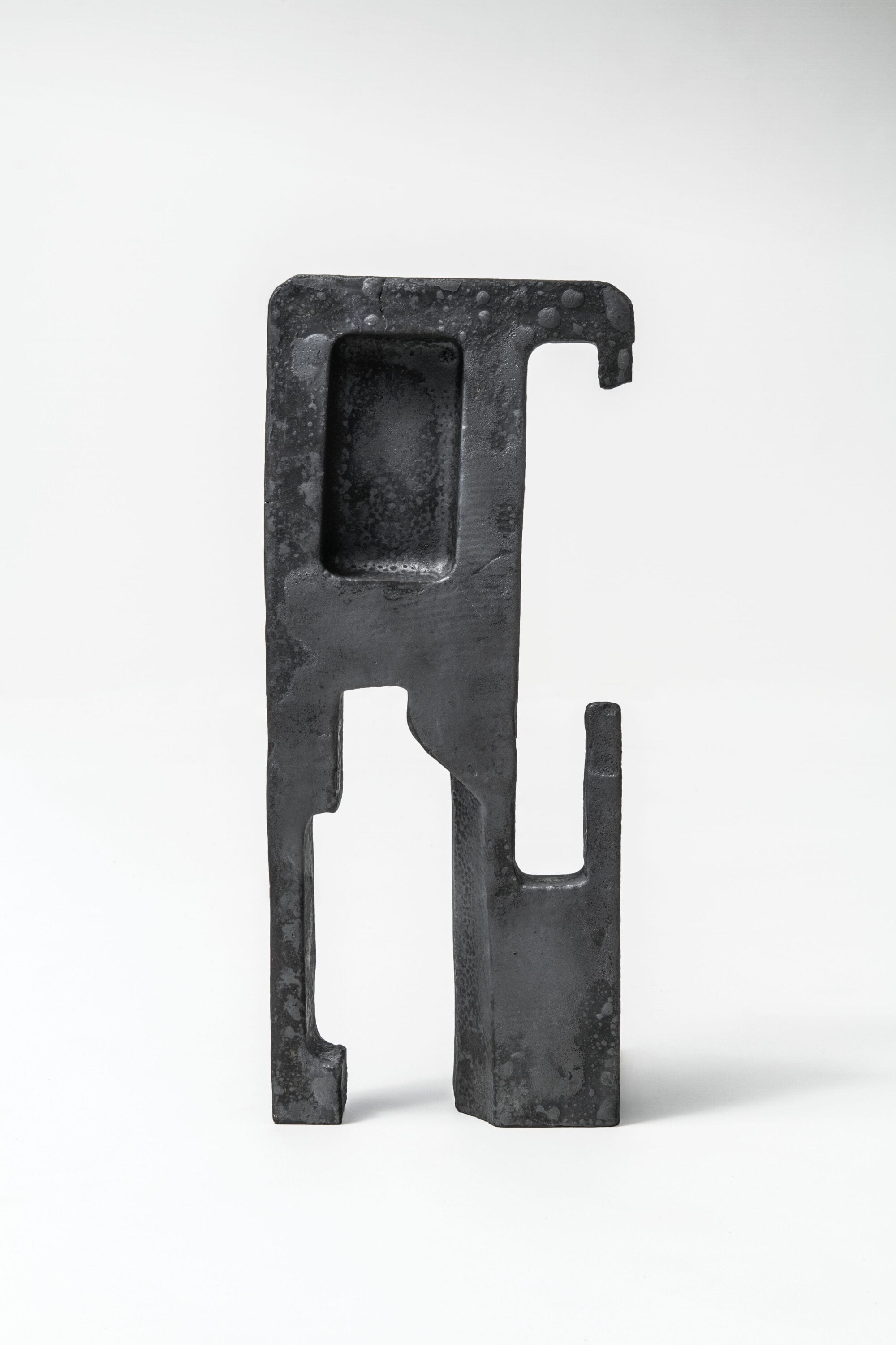 An angular metal sculpture.